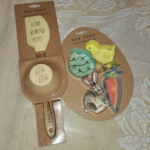 Rae Dunn Easter Cookie cutters,cupcake liners and spatula - Picture 1 of 3